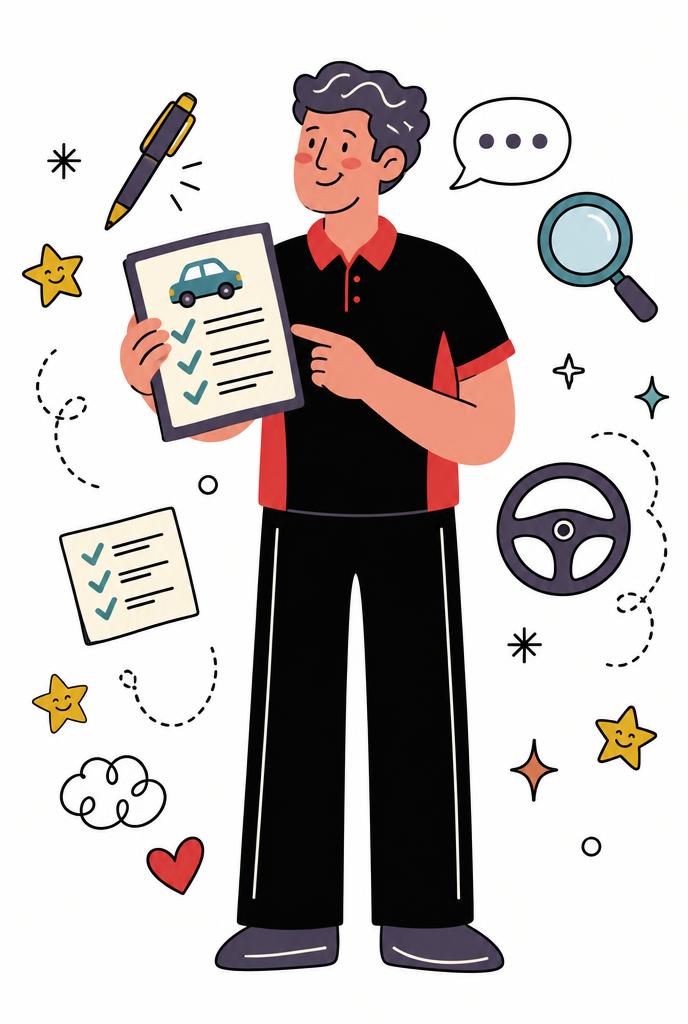 Illustration of an occupational therapist holding a written driving assessment report