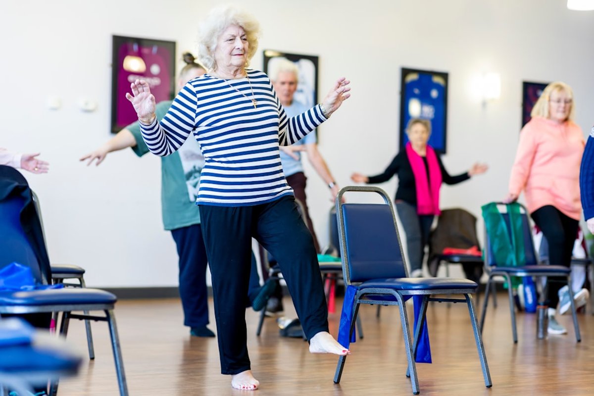 Older women participating in falls prevention balance exercise class