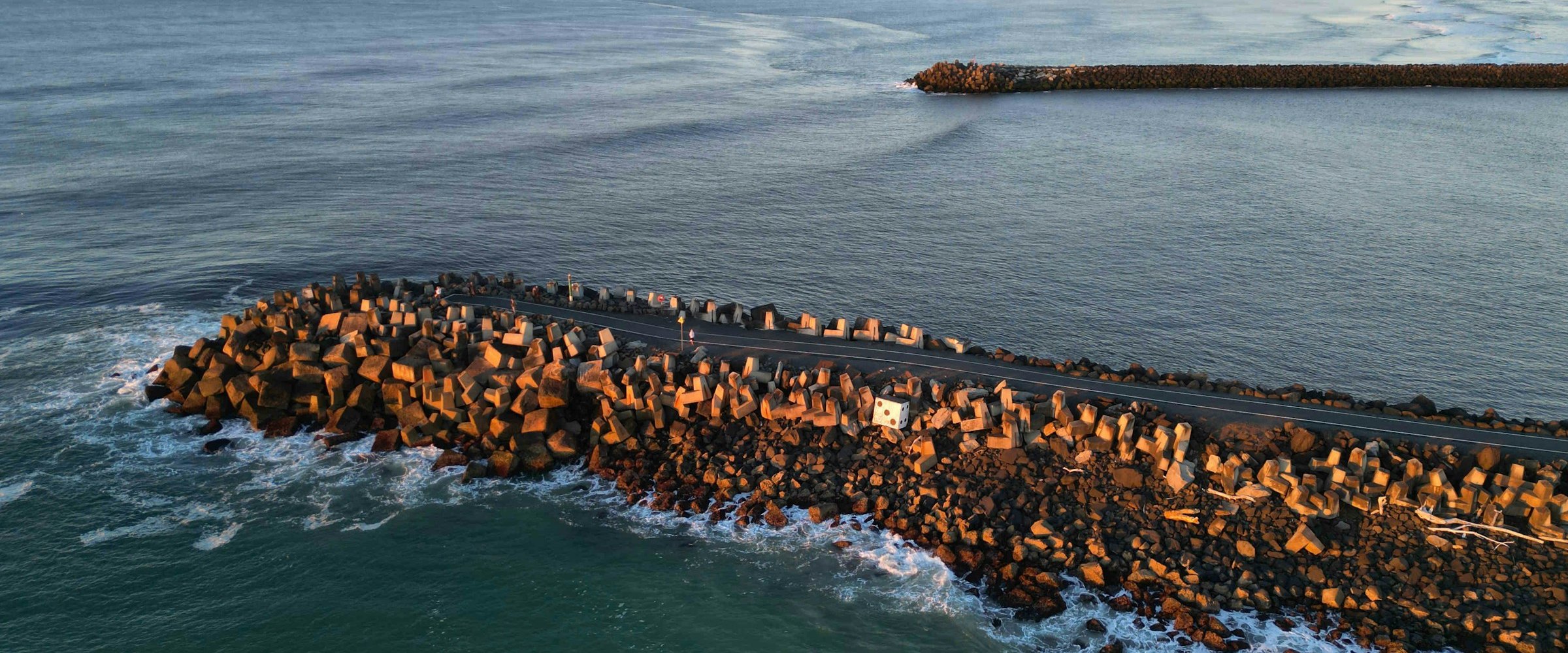 Ballina breakwall at the mouth of the Richmond River at sunset