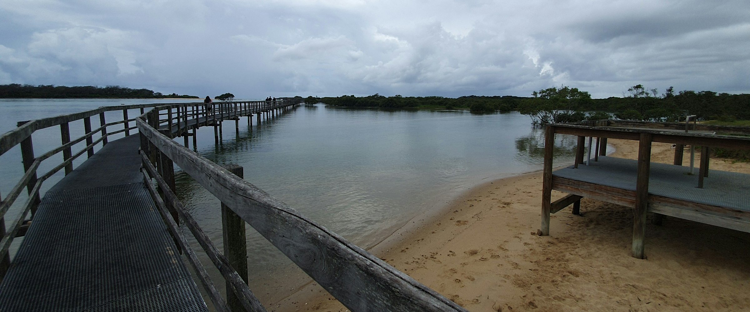 Wooden boardwalk over the water in Coffs Harbour